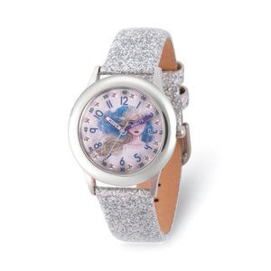 Disney Kids Frozen II Elsa Time Teacher Silver Shimmering Band children's Watch